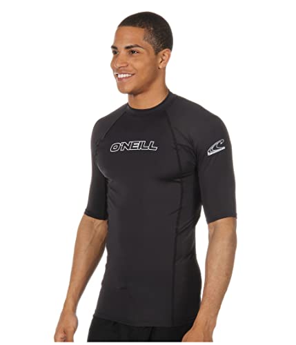Men's Short Sleeve Rashguard - UPF 50+ Protection - Large Black