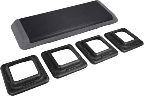 Adjustable Aerobic Step Platform - 43" Fitness Stepper - Grey