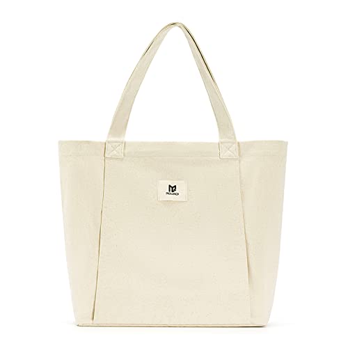 Canvas Tote Bag with Yoga Mat Carrier - Beige