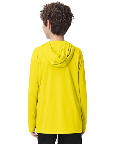 Boys UPF 50+ Long Sleeve Rash Guard Hoodie - Gold, Small