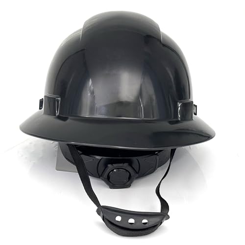 HDPE Full Brim Hard Hat, Construction Safety Helmet with Vented Holes, 6 Point Adjustable Ratchet Suspension, ?Meets ANSI/ISEA Z89.1