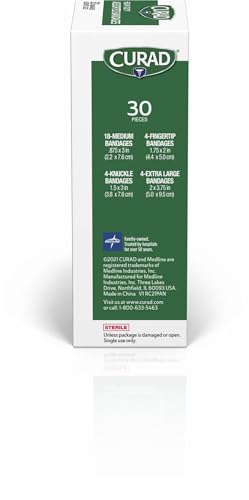 Extra-Long Heavy-Duty Bandages - Assorted Sizes, 30 Count