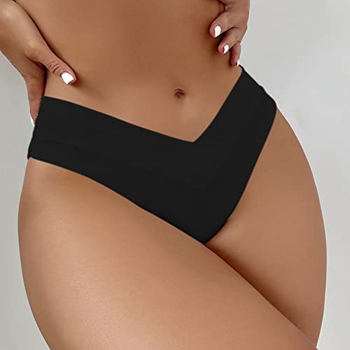 SherryDC Women’s V-Cut High-Waisted Bikini Bottoms – Large 824 Black