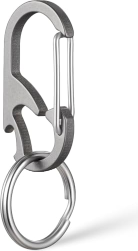 TISUR Titanium Carabiner Keychain Clip with Bottle Opener, Gray (1-pack)