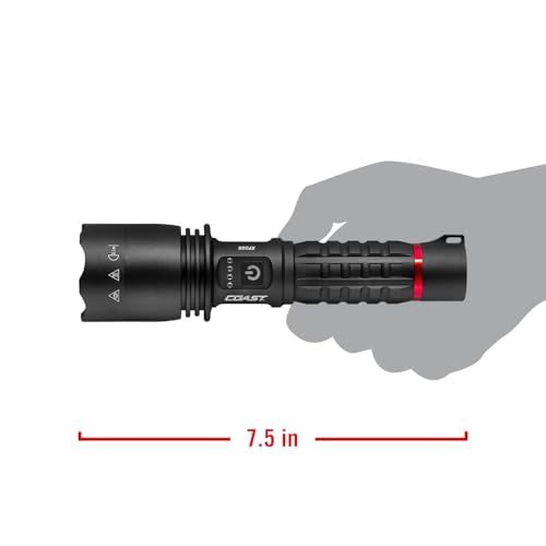 Coast XP20R 4000 Lumen USB-C Rechargeable LED Flashlight with Slide Focus and Pure Beam Focusing Optic, 5 Light Modes
