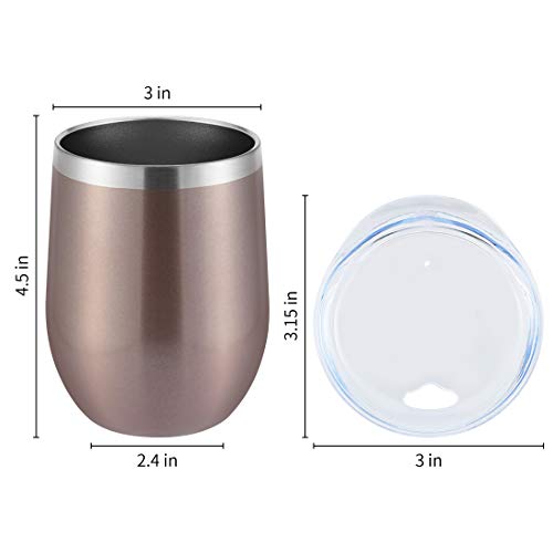 12oz Rose Gold Insulated Wine Tumbler with Lid - 1 Count