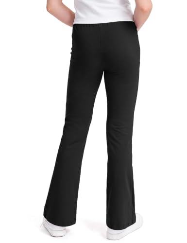 Kereda 3-Pack Girls Uniform Pants, Flare Bell Bottoms Leggings, Black, 9-10 Years