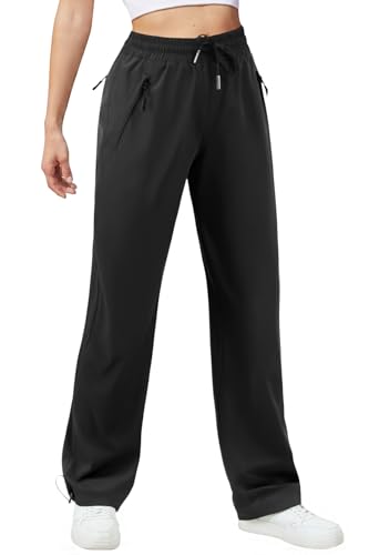 JEKAOYI Women's Black Athletic Hiking Pants - Lightweight, Quick Dry, Water-Resistant Cargo with Zipper Pockets, Small