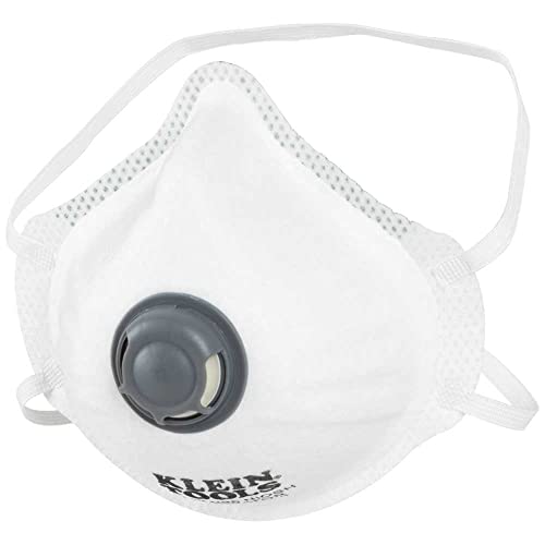Klein Tools 604403 Respirator Mask, N95 Particulate Disposable Valved Respirator, NIOSH approved for Woodworking and Construction, 3-Pack