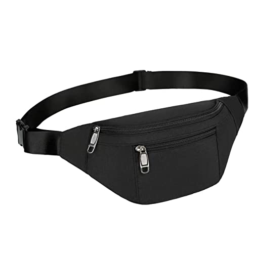 Waist Pack Bag - Unisex Fanny Pack for Workout, Travel, Running - Black