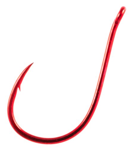Owner Mosquito Hook Red Pack of 8 - Offset Worm & Bait Fishing Hooks