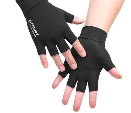 UV Protection Fingerless Fishing Gloves - Breathable Non-Slip Black