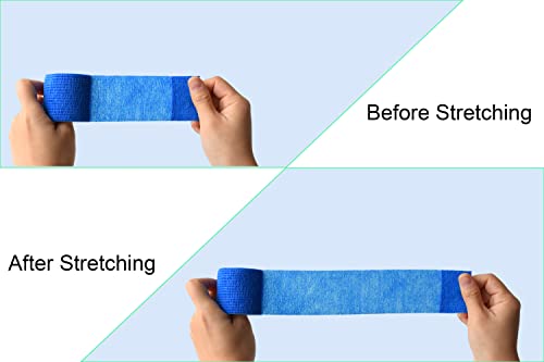 10 Pack Blue Self-Adherent Elastic Bandage Wrap - 2" & 1"