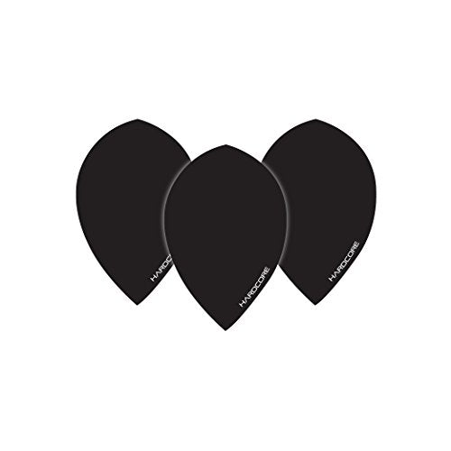 Oversized Pear Dart Flights - Hardcore Black, 4 Sets (12 Total)