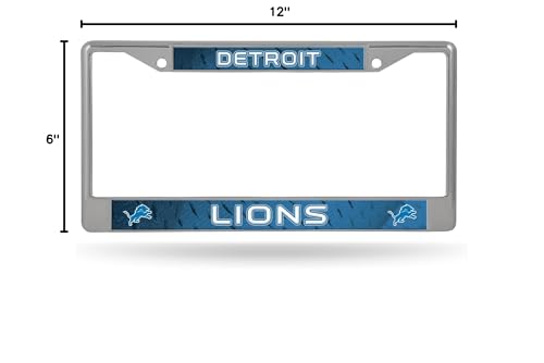 Detroit Lions Chrome License Plate Frame - 12" x 6" Auto Accessory