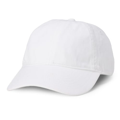 Amazon Essentials Women's Washed Cotton Canvas Baseball Cap with Adjustable Strap - One Size White