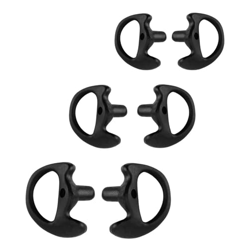 Replacement Earmold Earbud for Motorola Two-Way Radio - Black, Small/Medium/Large, 3 Pairs