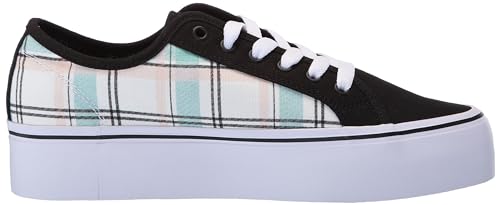 DC Women's Manual Platform Skate Shoe, Grunge Plaid, 8