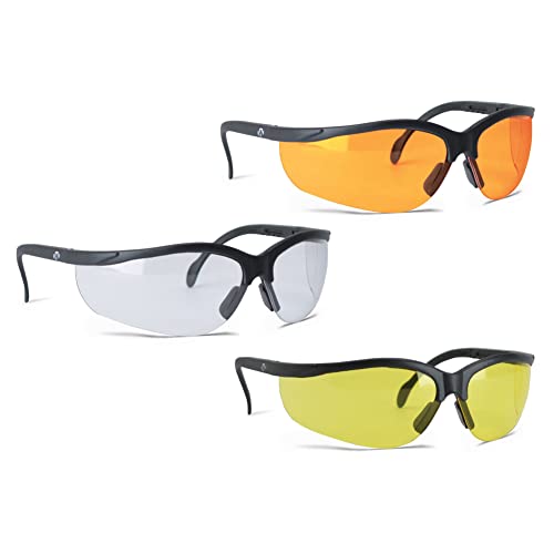 Safety Shooting Glasses with Adjustable Rubber Nose Piece - Yellow