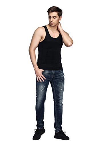 Men's Compression Slimming Shirt - Tummy Tank Top, 3X-Large Black