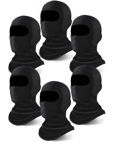 Xevastar 6 Pack Black Ski Masks Balaclavas for Men & Women - Full Face Cover