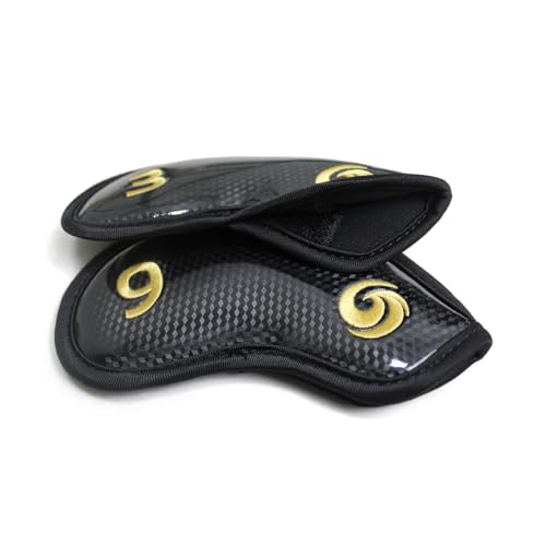Leather Golf Iron Head Covers - Set of 10/12 - Embroidered Number Tags
