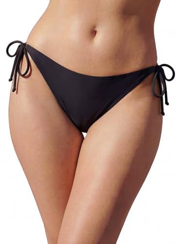 Women's Medium Black Side Tie Bikini Bottom - Moderate Coverage Swimsuit