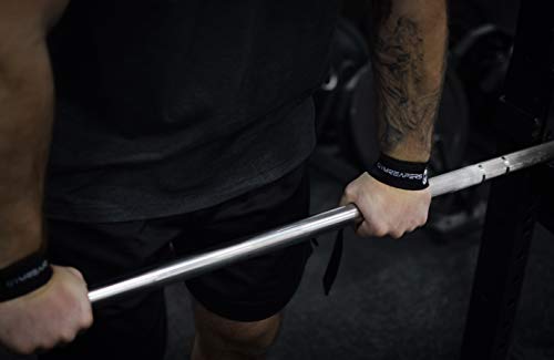 Wrist Straps for Weightlifting - Padded Neoprene, 18" Cotton - Black