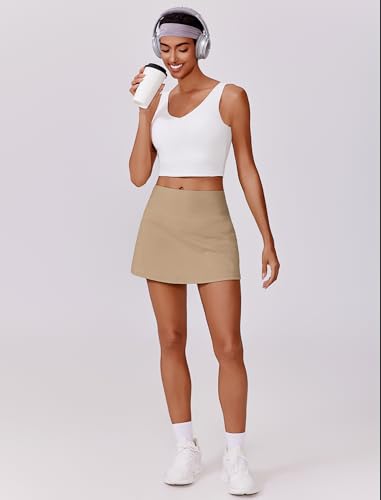 High Waisted Women's Tennis Skirt with Built-in Shorts & Pockets