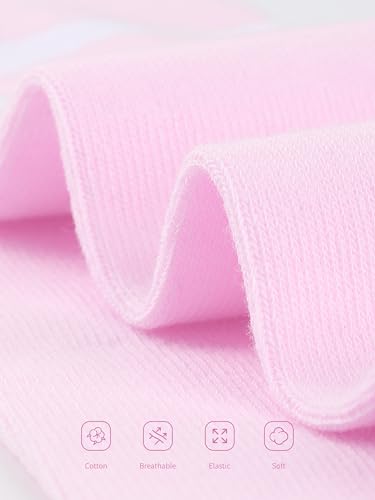 Kids Soccer Socks - Cotton Knee High Socks for Ages 6-9 - Black, White, Rose Red, Pink