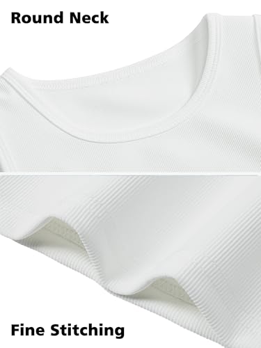 Girls Ribbed Knit Athletic Tank Top - White, 11-12 Years