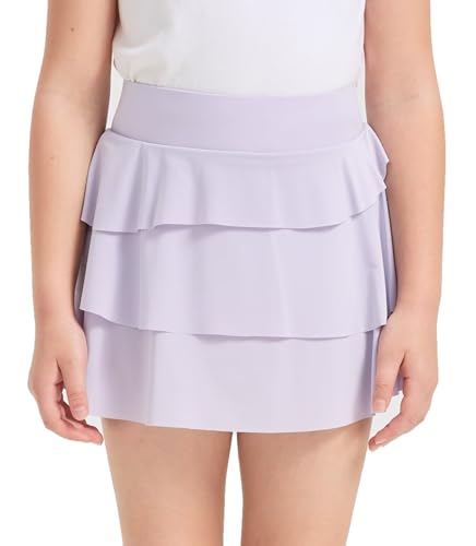 Girls Athletic Skort with Built-in Shorts & Pocket - Purple, 7-8 Years