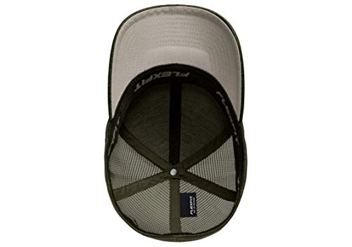 Flexfit Unisex Melange Trucker Cap Large-X-Large Olive - Structured Hat with Embroidery