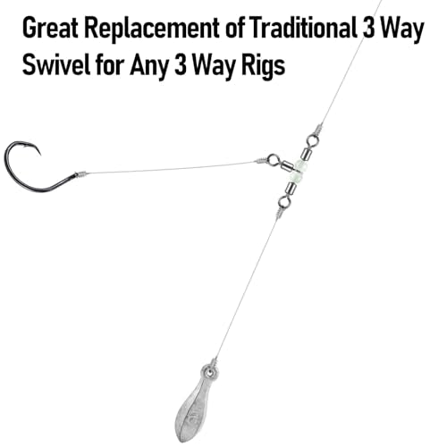 20 Pack 3-Way Fishing Swivels with Glow Beads, Stainless Steel, Catfish Rig, 73LB 1.2" - Dr.Fish