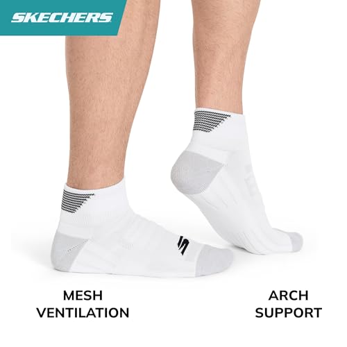 Skechers Men's 3-Pack Performance Golf Quarter Crew Socks White 10-13
