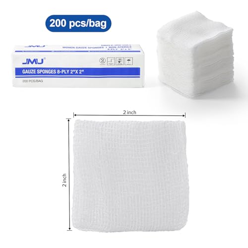 2" x 2" Woven Gauze Sponges - 200 Count, 8-Ply Non-Sterile Pads