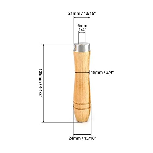 QWORK Wooden File Handle with Strong Metal Collars, 5 Pack Ergonomic Handles Easy Installation for 4'' - 7'' Metal File, Screwdriver, Hand Drill
