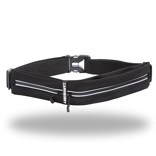 Carriberry Slim Dual-Pocket Waterproof Running Belt - Black