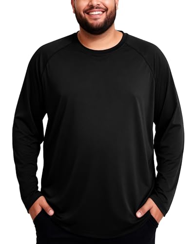 Roadbox Men's Big & Tall UPF 50+ Long Sleeve Sun Shirt - Black, 4X-Large