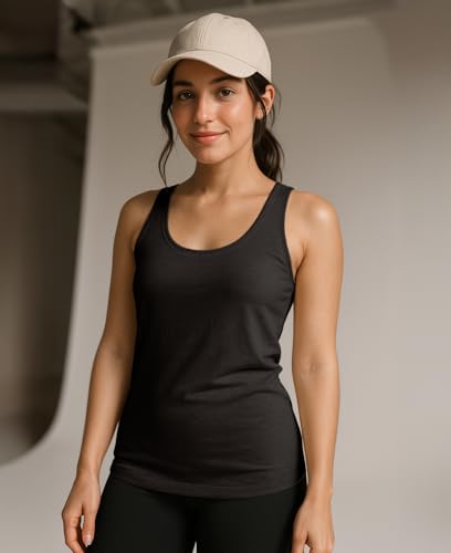 Large 5-Pack Black Women's Racerback Tank Tops - Comfortable & Versatile