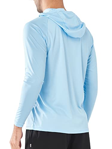 Men's UPF 50+ Sun Hoodie Long Sleeve Fishing Shirt - Lightweight, Quick Dry, Moisture Wicking