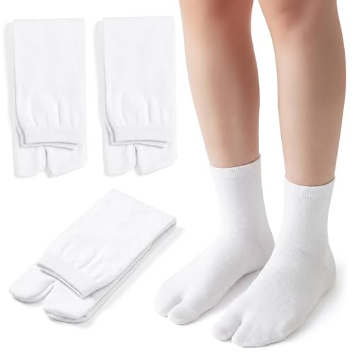 Tabi Split Toe Socks - 3 Pairs Cotton Flip Flop Socks - White