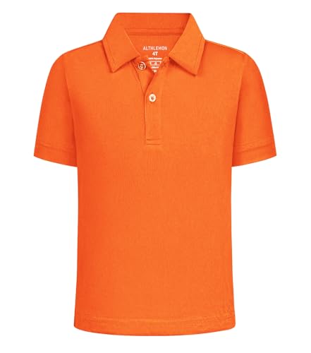 Youth Boys' Performance Polo Shirt Neon Orange 12 Years UPF 50+ Dry-Fit Active Golf & School Uniform