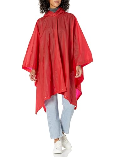 Packable Lightweight Adjustable Rain Poncho for Adults - Red