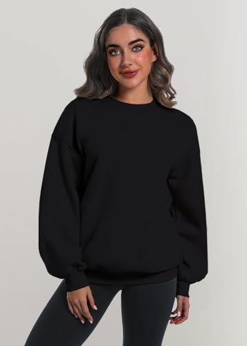 XFIFM 2 Pack Womens Oversized Hoodies Grey / Black Crewneck Sweatshirts