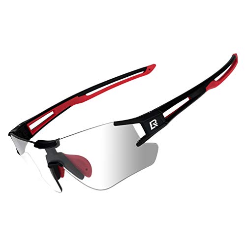 Photochromic Sports Sunglasses - UV400 Protection - Black Red