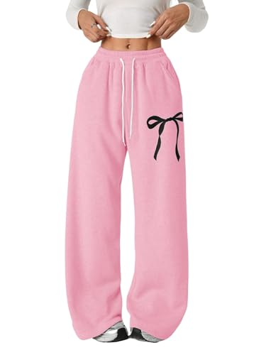 Girls Wide Leg High Waisted Sweatpants - Pink, Size 10 Years, Trendy Baggy Pants