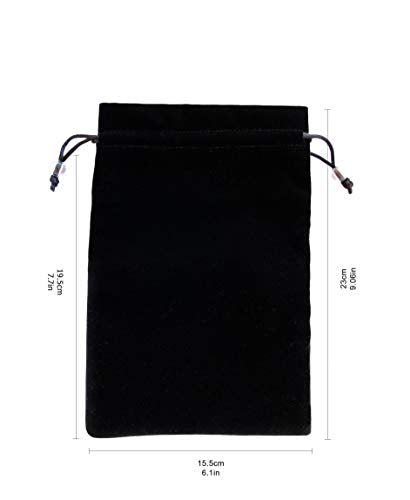 Black Velvet Drawstring Pouch - 6.1x9 inches with 2 Compartments