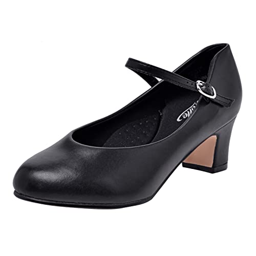 Stelle 2-Inch Black Ankle Strap Character Shoes for Women - Size 7