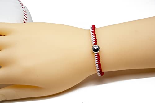 Baseball Bracelets - Adjustable Handmade Braided Wristbands, Red & Black 2PCS